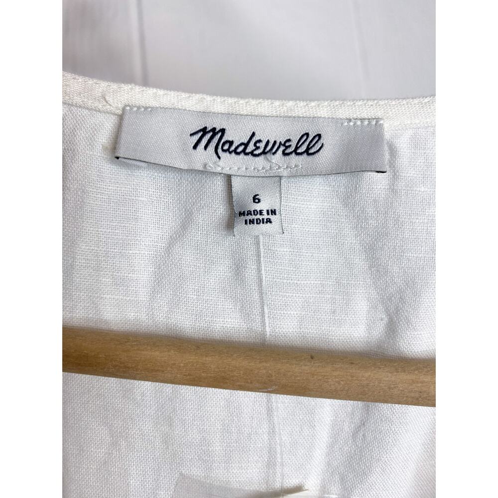 MADEWELL White Button Waist Cotton/Linen Blend Wrap Midi Dress US 6 NWT - Picture 10 of 14